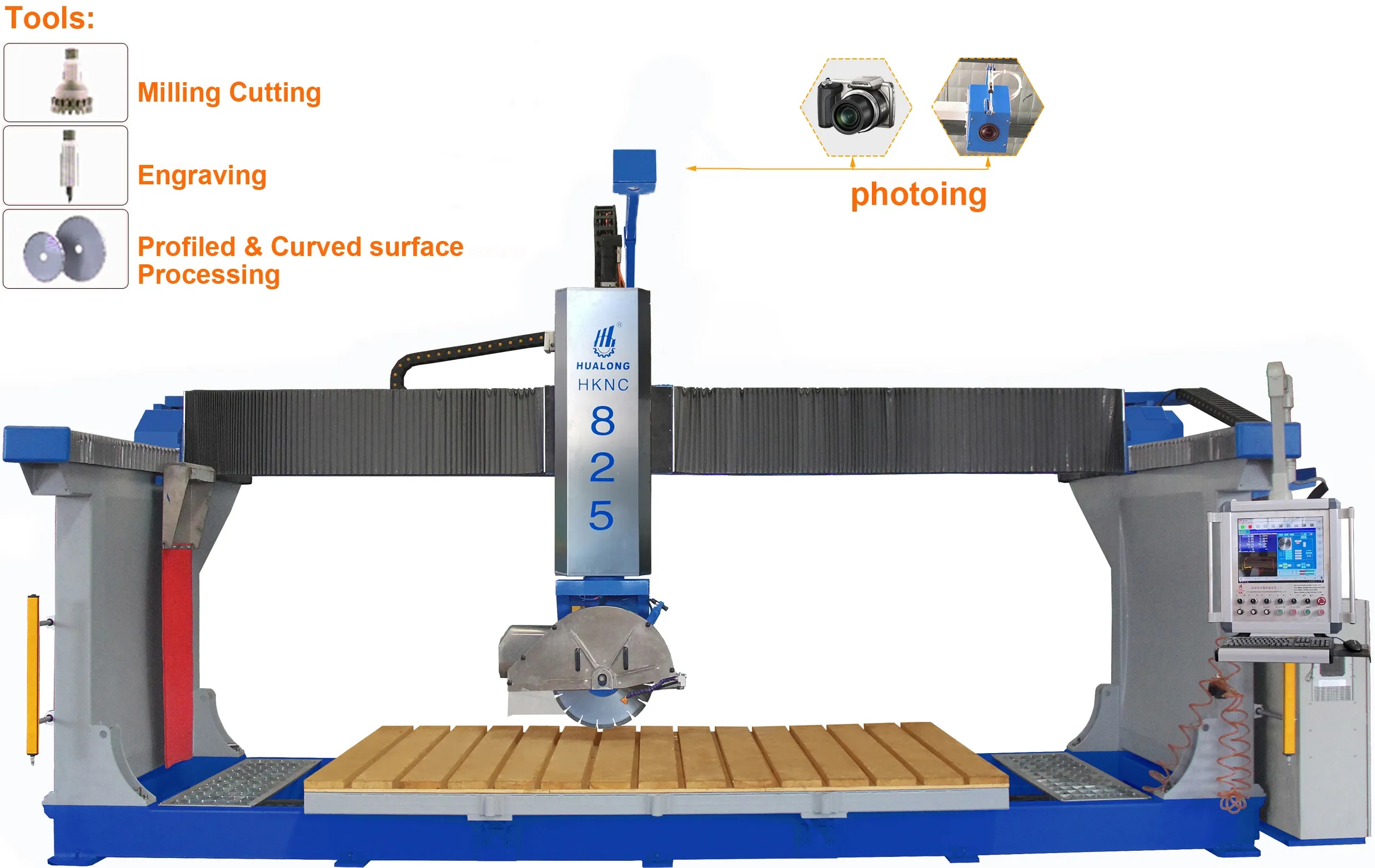 5 Eksen CNC Köprü Taş Kesme ve Freze Makinesi